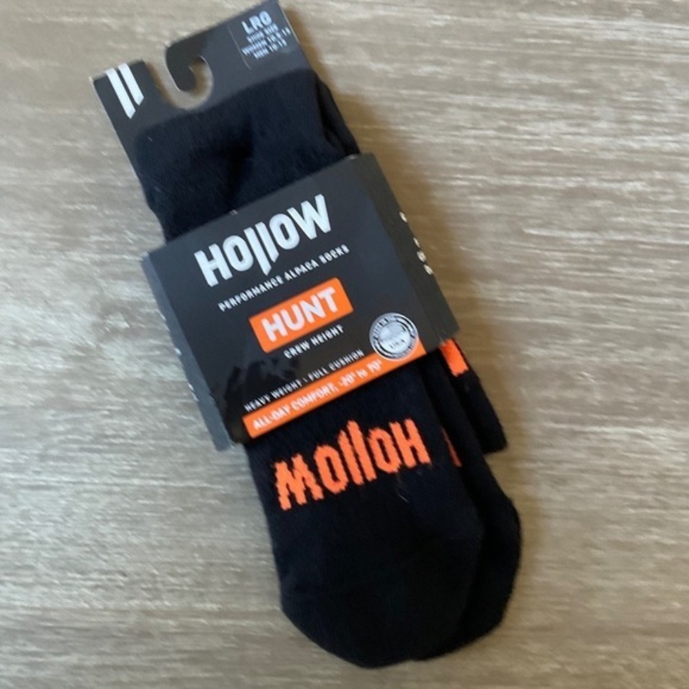Hollow‎ Performance Alpaca Hunt Crew Height Socks Black Large New With Tags